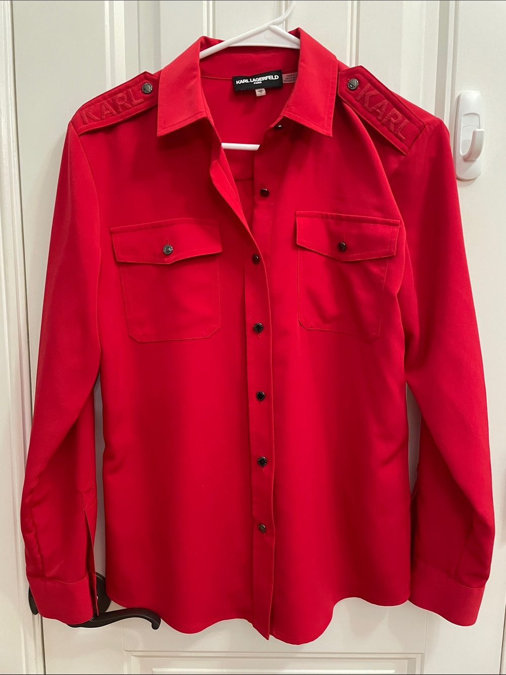 Karl Lagerfeld Red Button Down Shirt